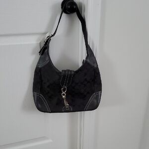 Coach Black Crescent Shoulder Bag with Textured Finish